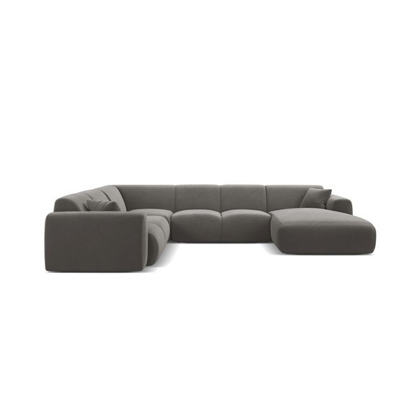 Pilkos spalvos kampinė sofa iš velveto („U“ formos) Molino – Micadoni -image-1