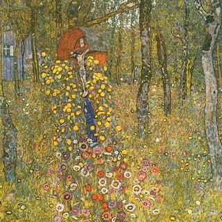Gustav Klimt reprodukcija Farm Garden with Crucifix, 45 x 45 cm