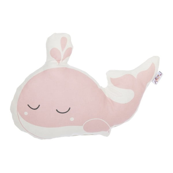 Rožinė vaikiška medvilninė pagalvė Mike & Co. NEW YORK Whale, 35 x 24 cm