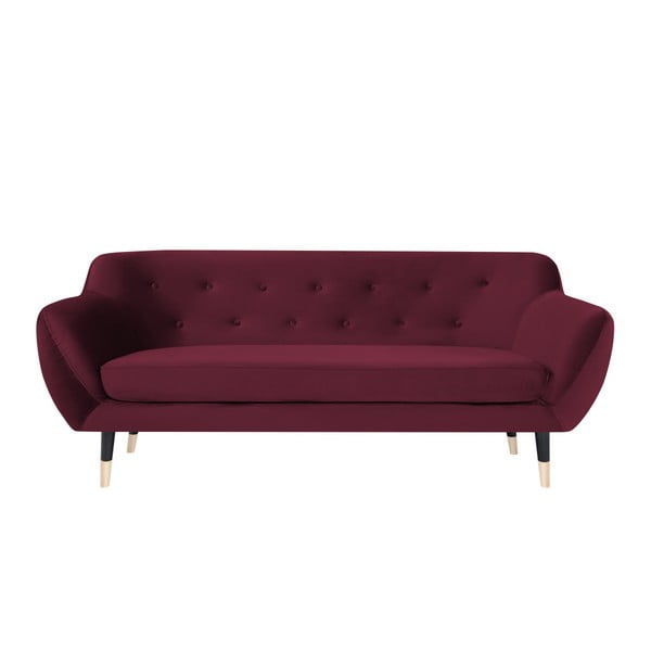 Vyno raudonos spalvos sofa su juodomis kojomis Mazzini Sofas Amelie, 188 cm