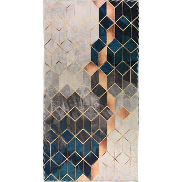 Mėlynas/kreminis plaunamas kilimas 160x230 cm - Vitaus