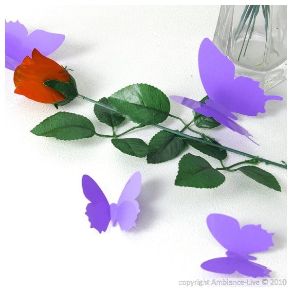 12 violetinių 3D lipdukų rinkinys Ambiance Butterflies-image-3
