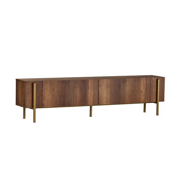 Tamsios natūralios spalvos TV spintelė iš riešutmedžio 180x45x30 cm Nexus – Kalune Design