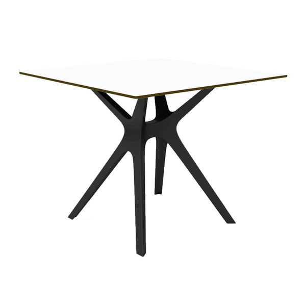 Valgomasis stalas su juodomis kojomis ir baltu stalviršiu, tinkamas naudoti lauke "Resol Vela", 90 x 90 cm
