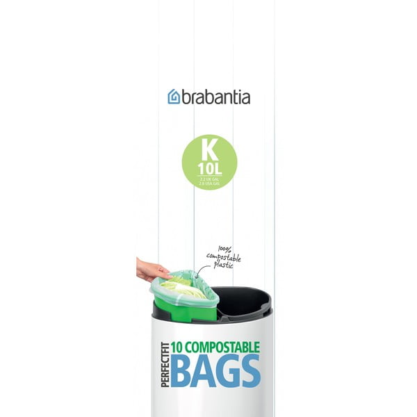 Kompostuojami šiukšlių maišai komplekte 10 vnt. 10 l PerfectFit K – Brabantia
