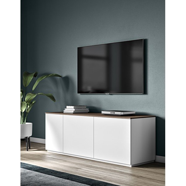 Baltos spalvos komoda su durelėmis ir riešutmedžio stalviršiu, 160 x 57 cm Join - TemaHome-image-1
