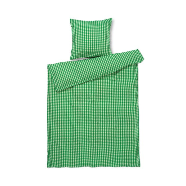 Viengulė patalynė žalios spalvos/smėlio spalvos banguotos tekstūros 140x200 cm Bæk&Bølge – JUNA