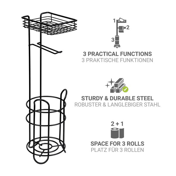 Juodos spalvos iš plieno tualetinio popieriaus laikiklis – Wenko-image-2