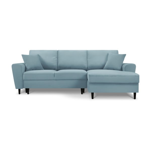 Šviesiai mėlynos spalvos iš kordinio velveto sulankstoma/su sandėliavimo vieta kampinė sofa (su dešiniuoju kampu/su gultu) Kyoto – Cosmopolitan Design
