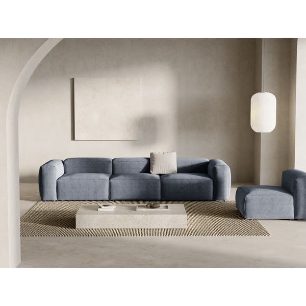 Pilkai mėlynos spalvos iš kordinio velveto sofa 364 cm Bergamo – Cosmopolitan Design-image-1