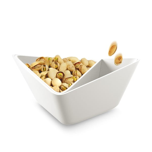 Trigubas serviravimo dubuo "Nut+Olive Bowl", baltas