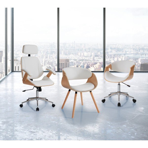 Baltos spalvos iš dirbtinės odos biuro kėdė Visby – Tomasucci-image-1