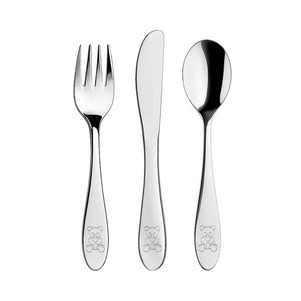 Nerūdijančio plieno sidabriniai vaikiški stalo įrankiai 3 vnt. - Orion