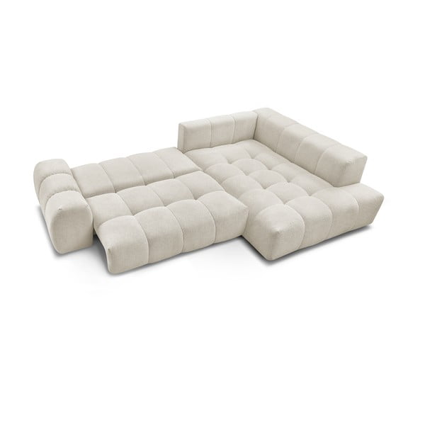 Baltos spalvos iš šenilinio audinio sulankstoma/su sandėliavimo vieta kampinė sofa (su dešiniuoju kampu/„L“ formos) Everest – Bobochic Paris-image-4