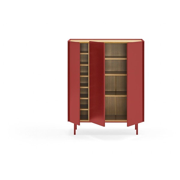 Aukšta šoninė spintelė raudonos spalvos iš ąžuolo 95x120 cm Arista – Teulat-image-3