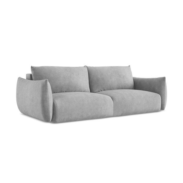 Šviesiai pilkos spalvos iš šenilinio audinio sulankstoma sofa 230 cm Leila – Makamii-image-3