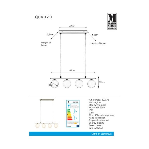 Metalinis pakabinamas šviestuvas Markslöjd Quattro-image-3