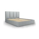 Šviesiai pilka dvigulė lova Mazzini Beds Juniper, 180 x 200 cm