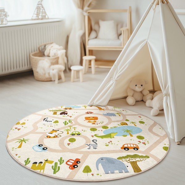 Skalbiamas vaikiškas žaidimų kilimas ø120 cm Savana Ride – Mila Home-image-1