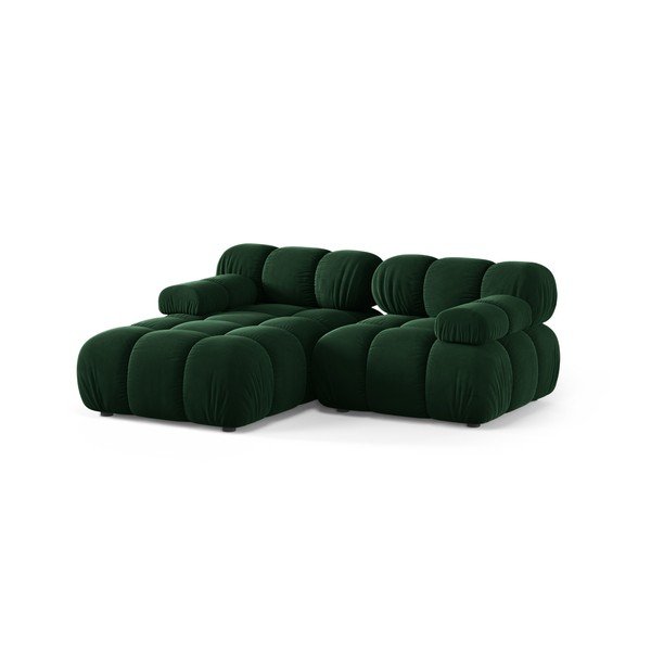 Tamsiai žalios spalvos modulinė kampinė sofa iš velveto (su kairiuoju kampu/su gultu) – Micadoni -image-2