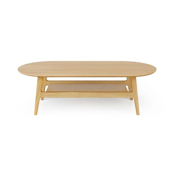 Kavos staliukas natūralios spalvos iš ąžuolo 60x130 cm Curved – Woodman