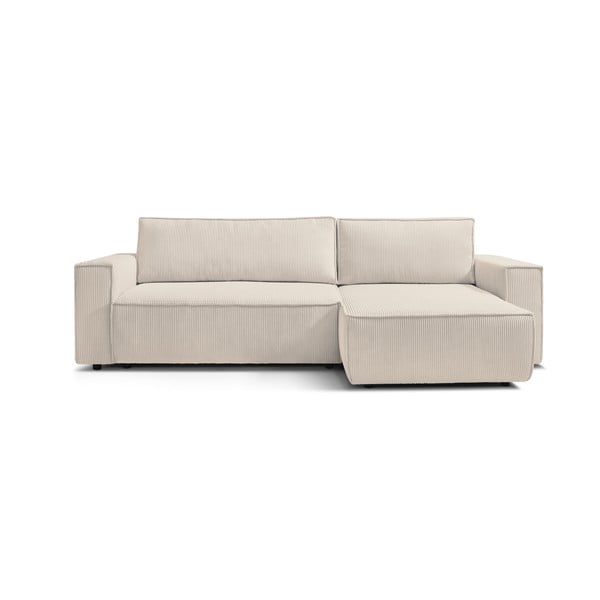 Sulankstoma kampinė sofa baltos spalvos/smėlio spalvos iš kordinio velveto (kintama) Nihad – Bobochic Paris-image-3