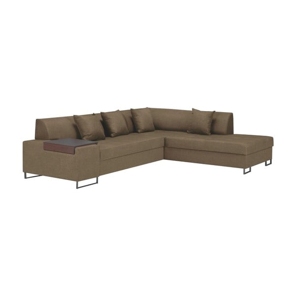 Šviesiai ruda kampinė sofa-lova su juodomis kojomis "Cosmopolitan Design Orlando", dešinysis kampas