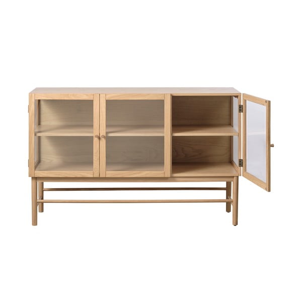 Vitrina iš ąžuolo masyvo natūralios spalvos 88x140 cm Elba – Unique Furniture-image-3