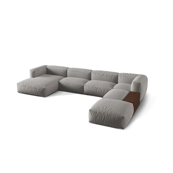 Modulinė kampinė sofa šviesiai pilkos spalvos (su dešiniuoju kampu/„U“ formos) Martina – Micadoni Home-image-2