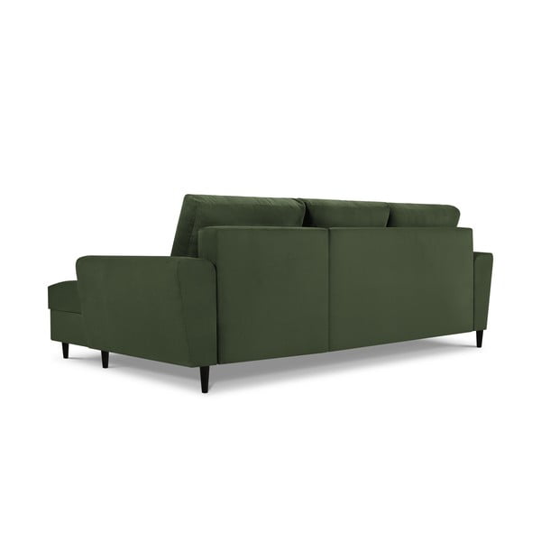 Žalia sulankstoma kampinė velvetinė sofa Kooko Home Jazz, dešinysis kampas-image-4