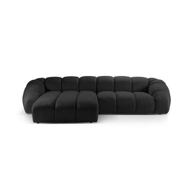 Kampinė sofa juodos spalvos (su kairiuoju kampu) Diana – Micadoni 