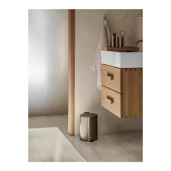 Iš plieno šiukšliadėžė tamsiai rudos spalvos su pedalu 3 l Tubo – Blomus-image-1