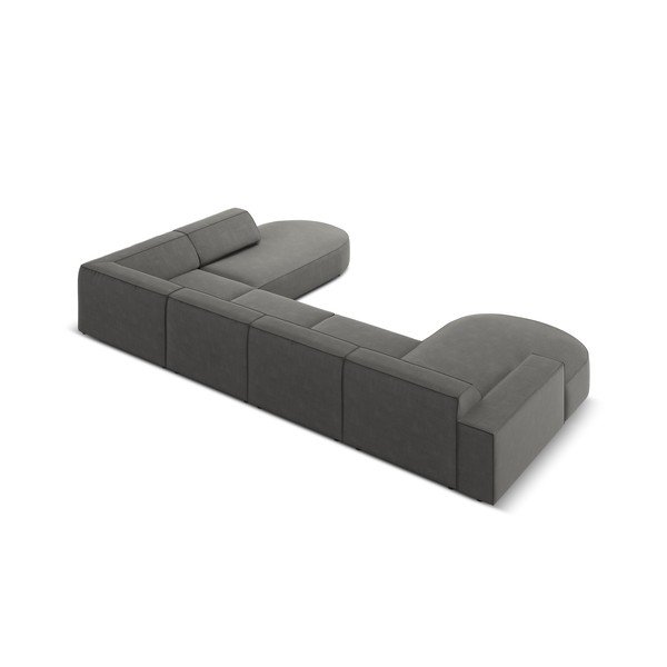 Pilka aksominė kampinė sofa (dešinysis kampas) Jodie - Micadoni Home-image-3