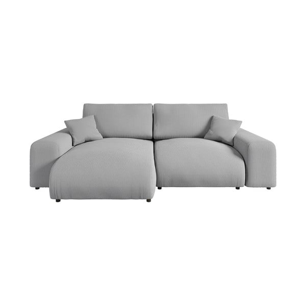 Iš kordinio velveto kampinė sofa šviesiai pilkos spalvos (kintama) Justin – Ropez