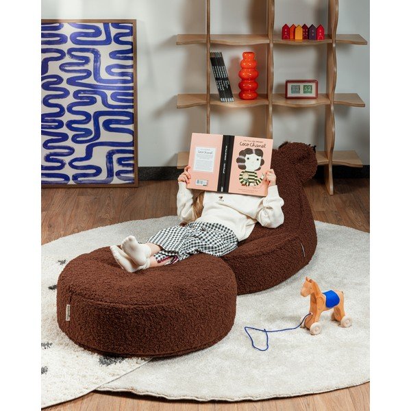Tamsiai rudos spalvos vaikiškas sėdmaišis iš boucle Warm Hazel – Wigiwama-image-2