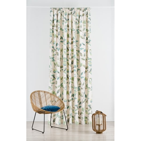 Užuolaida žalios spalvos/kreminės spalvos su kabliuku 210x260 cm Maui – Mendola Fabrics