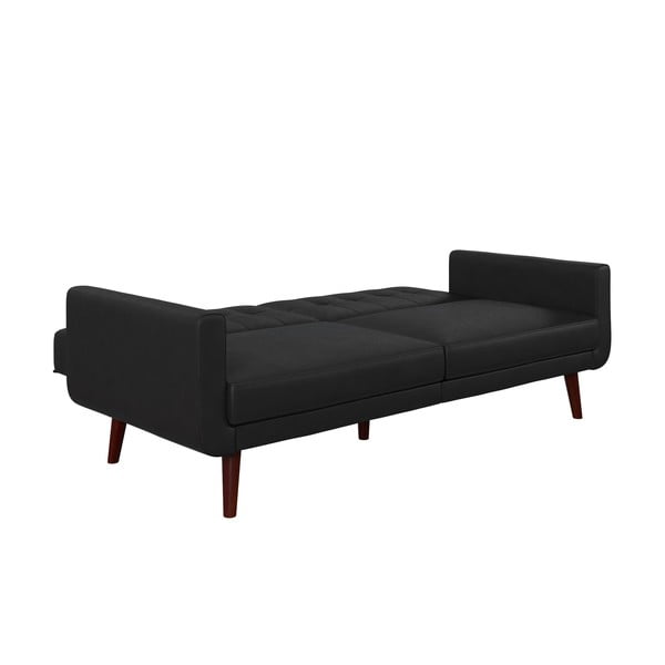 Juodos spalvos iš dirbtinės odos sulankstoma sofa 200 cm Nola – Støraa-image-4