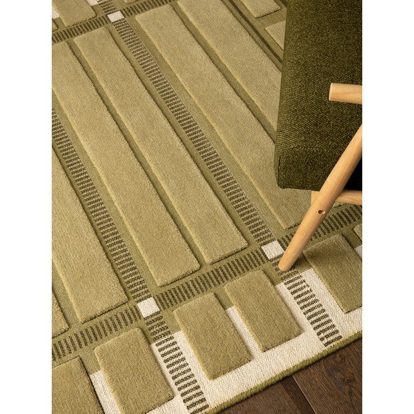Rankų darbo žalios spalvos/smėlio spalvos iš vilnos kilimas 120x170 cm – Asiatic Carpets-image-2