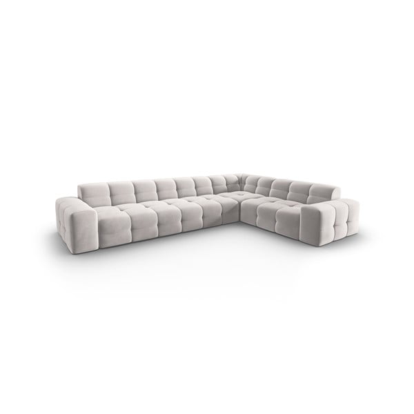 Šviesiai pilka aksominė kampinė sofa (dešinysis kampas) Kendal - Micadoni Home-image-3
