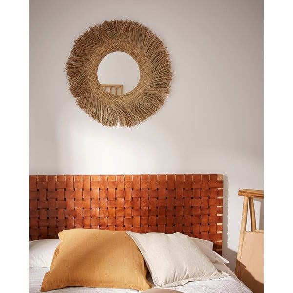 Medžio ir odos dekoro lovos galvūgalis Kave Home Calixta, 153 x 110 cm-image-1