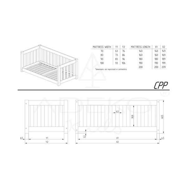 Vaikiška lova iš pušies masyvo natūralios spalvos 90x200 cm CPP – Adeko-image-3