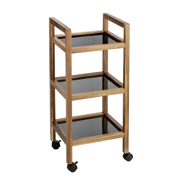 Juodos spalvos/natūralios spalvos iš akacijos masyvo vonios lentyna 35x76,5 cm Fondi – Wenko