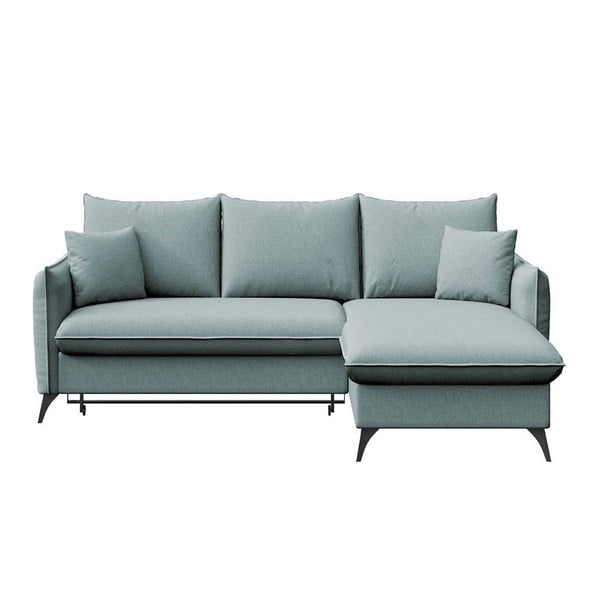 Šviesiai mėlynos spalvos sulankstoma/su sandėliavimo vieta kampinė sofa (su dešiniuoju kampu/su gultu) Brim – Rodier