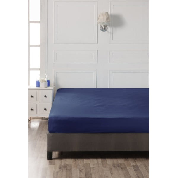 Iš medvilnės paklodė tamsiai mėlynos spalvos su guma 140x200 cm – Mijolnir-image-2