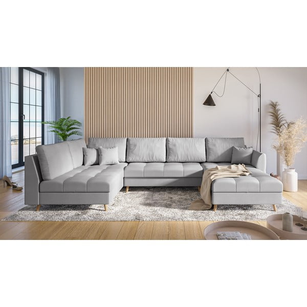 Šviesiai pilka kampinė sofa (dešinysis kampas) Ariella - Ropez-image-1