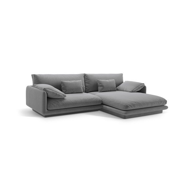 Iš velveto kampinė sofa šviesiai pilkos spalvos (su dešiniuoju kampu/su gultu) Torino – Micadoni -image-2