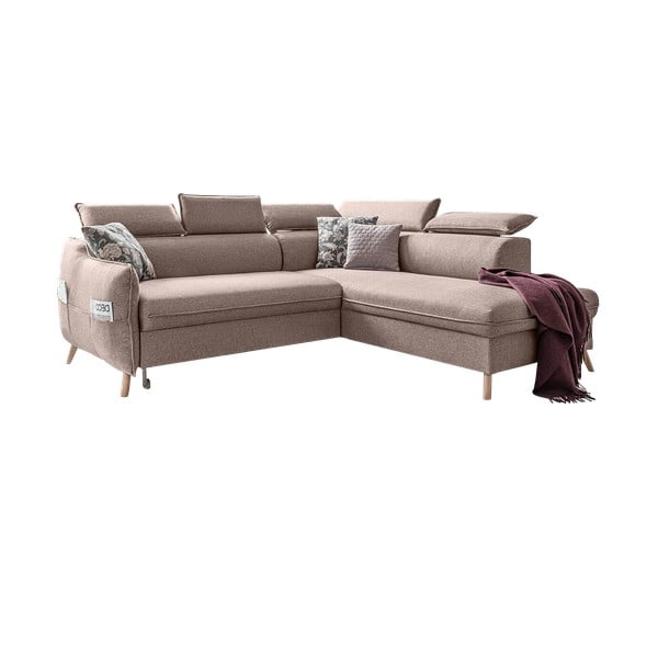 Sulankstoma kampinė sofa smėlio spalvos (su dešiniuoju kampu) Sweet Harmony – Miuform