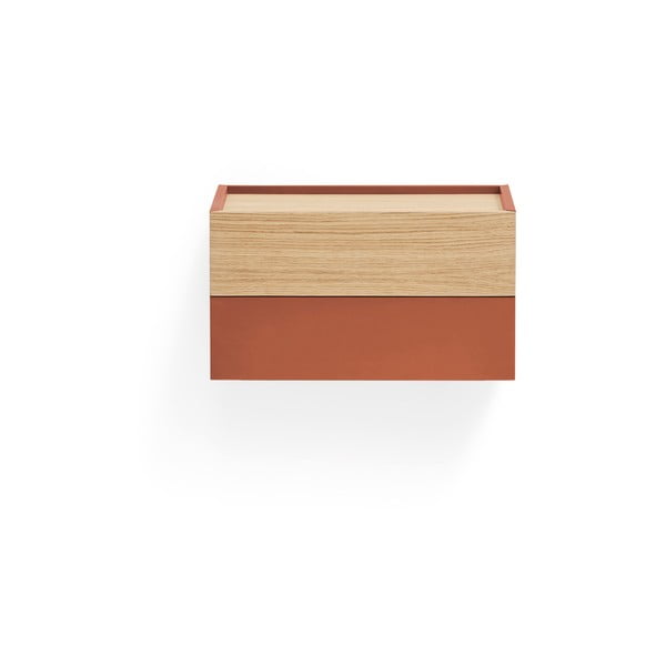 Naktinis staliukas raudonos plytų spalvos/natūralios spalvos iš ąžuolo Otto – Teulat