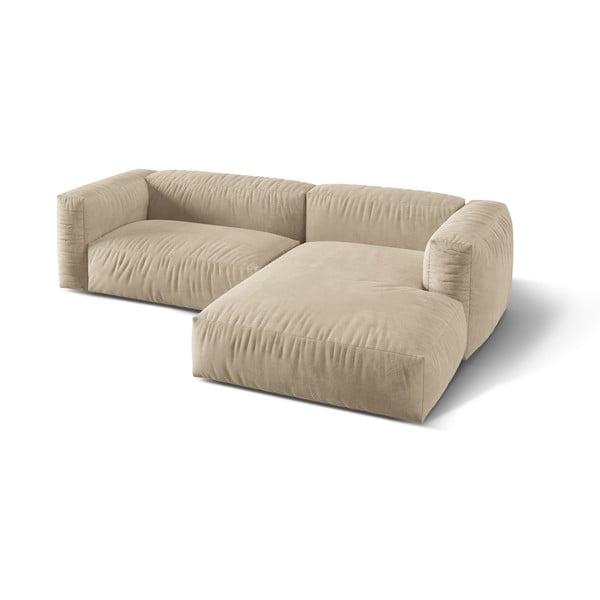 Smėlio spalvos iš velveto modulinė kampinė sofa (su dešiniuoju kampu/su gultu) Martina – Micadoni -image-2
