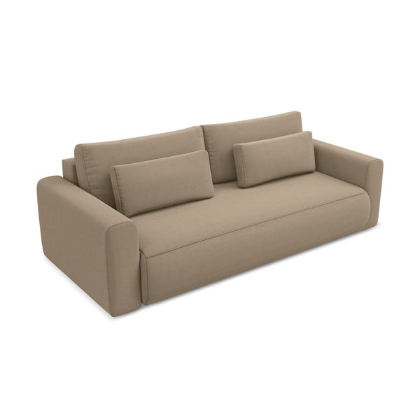 Šviesiai rudos spalvos iš velveto sulankstoma/su sandėliavimo vieta sofa 238 cm Kapua – Makamii-image-4